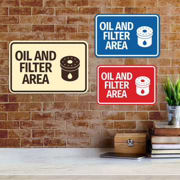 Signs ByLITA Classic Framed Oil and Filter Area Wall or Door Sign
